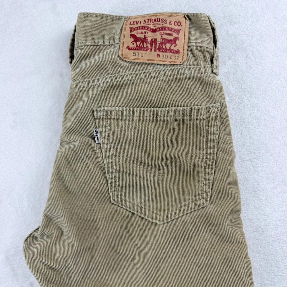 Levi's 511 Slim Fit Corduroy Pants Khaki Tan W30 L32